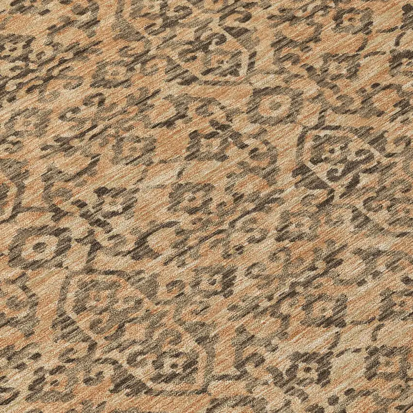 Copper And Green Oriental Washable Indoor Outdoor Area Rug Photo 6