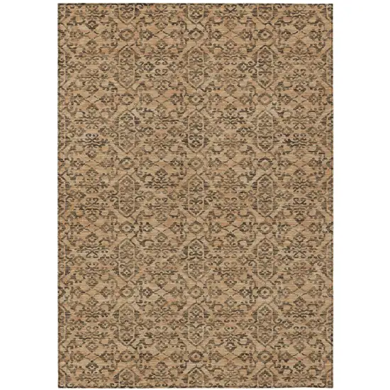 Copper And Green Oriental Washable Indoor Outdoor Area Rug Photo 2
