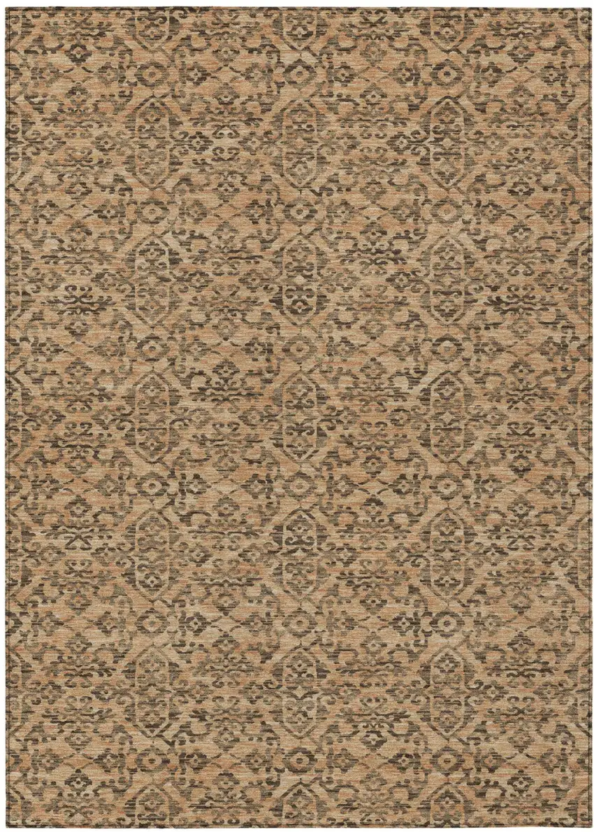 Copper And Green Oriental Washable Indoor Outdoor Area Rug Photo 2