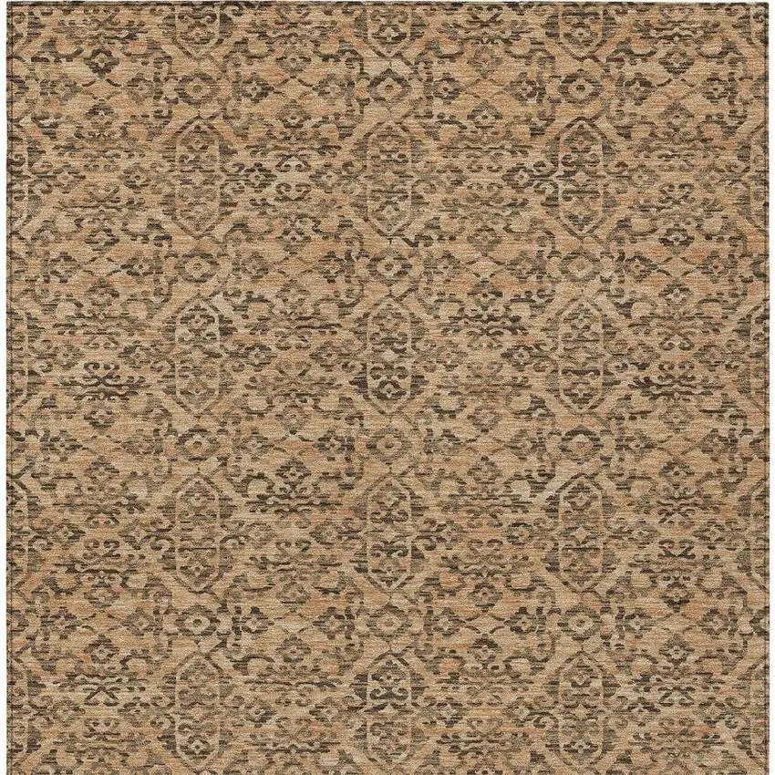 Copper And Green Oriental Washable Indoor Outdoor Area Rug Photo 4