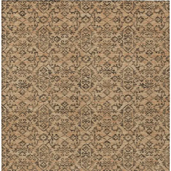 Copper And Green Oriental Washable Indoor Outdoor Area Rug Photo 4