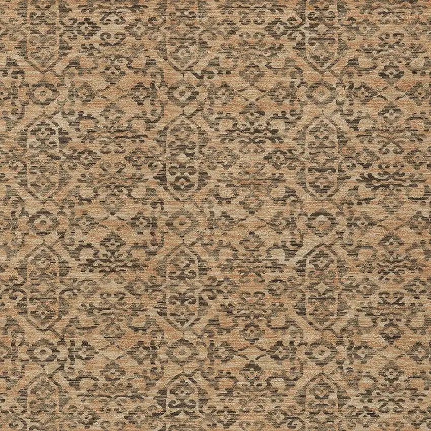 Copper And Green Oriental Washable Indoor Outdoor Area Rug Photo 3