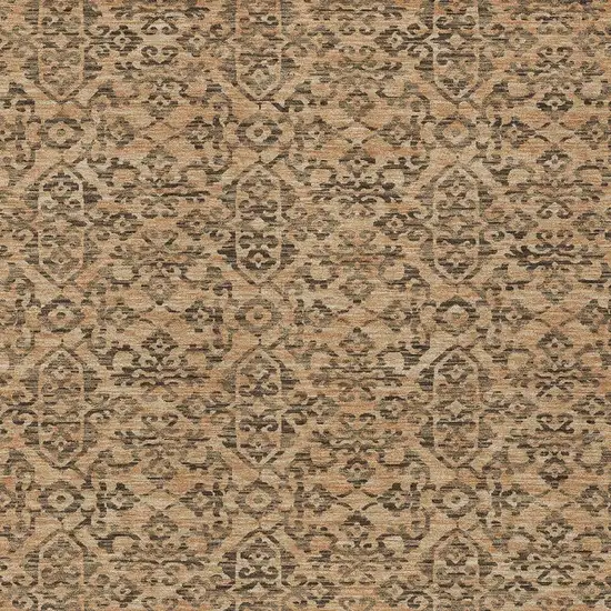 Copper And Green Oriental Washable Indoor Outdoor Area Rug Photo 3