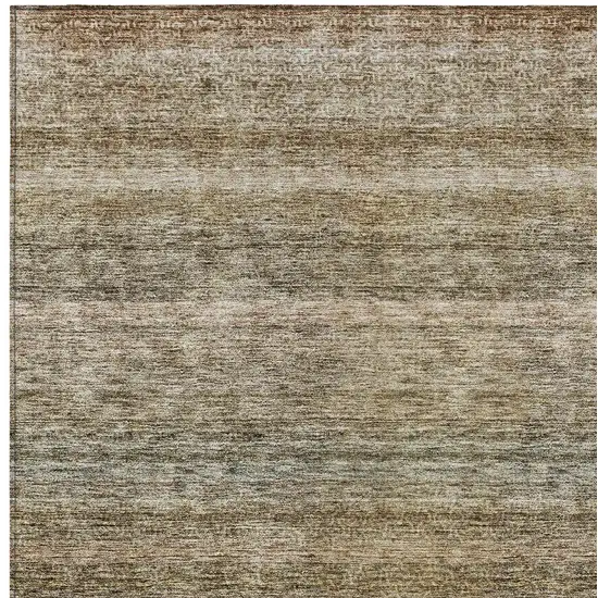 Copper And Green Striped Washable Indoor Outdoor Area Rug Photo 6