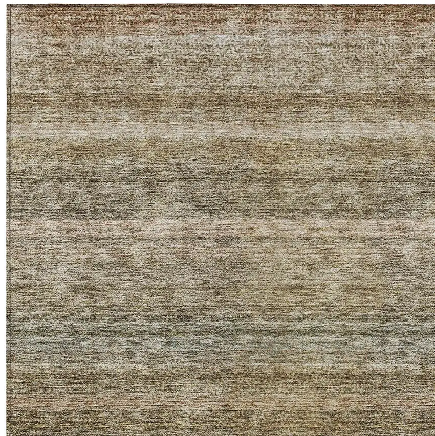 Copper And Green Striped Washable Indoor Outdoor Area Rug Photo 6