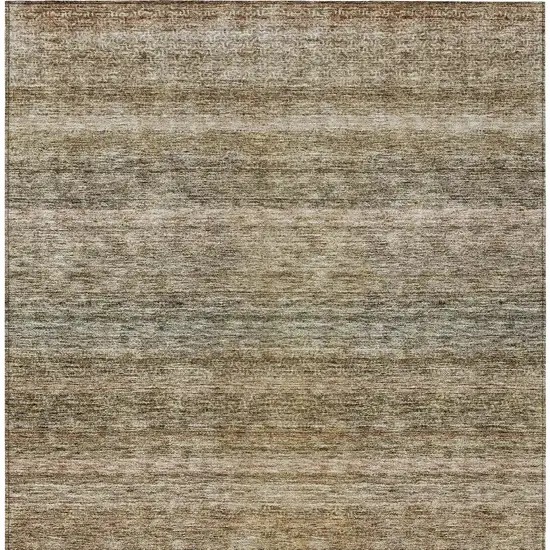 Copper And Green Striped Washable Indoor Outdoor Area Rug Photo 7