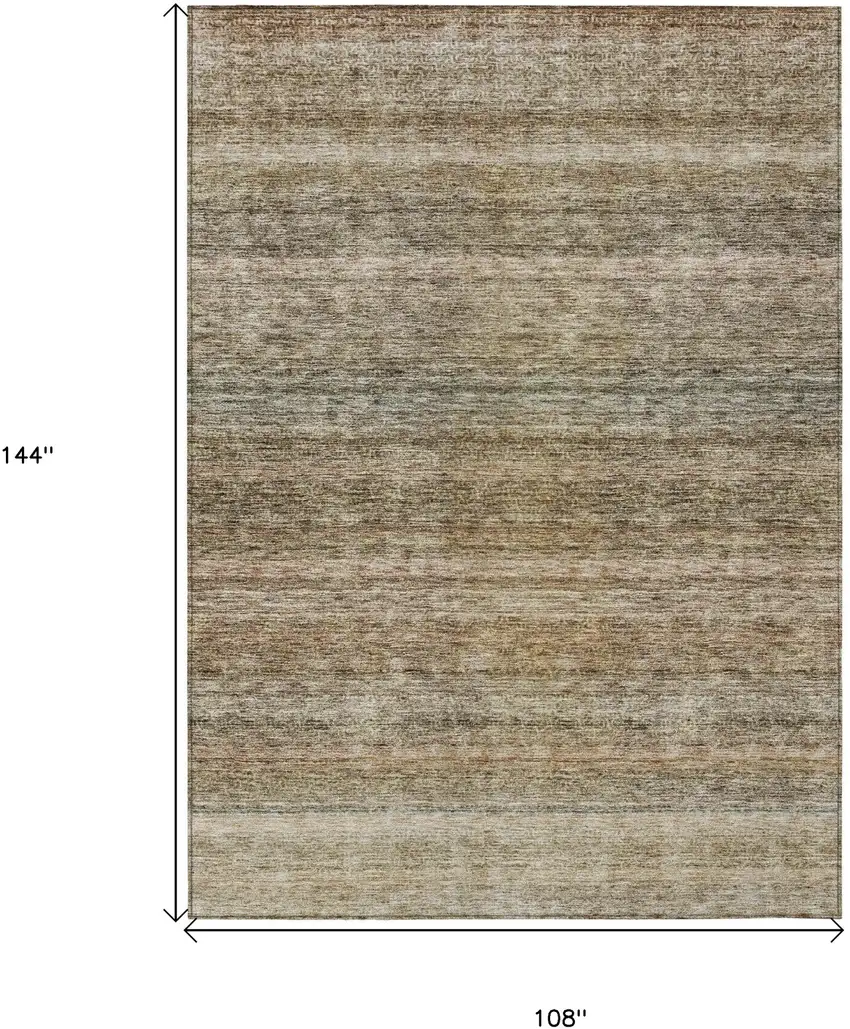 Copper And Green Striped Washable Indoor Outdoor Area Rug Photo 3