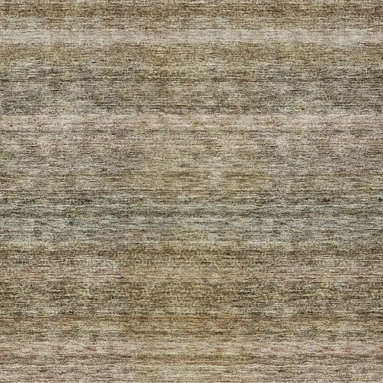 Copper And Green Striped Washable Indoor Outdoor Area Rug Photo 6