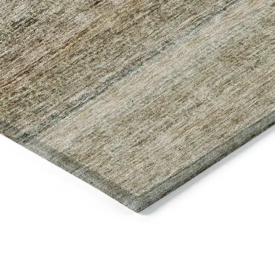 Copper And Green Striped Washable Indoor Outdoor Area Rug Photo 5