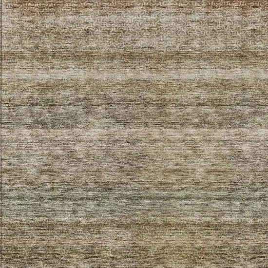 Copper And Green Striped Washable Indoor Outdoor Area Rug Photo 6