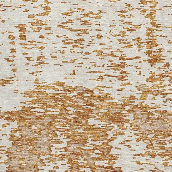 Copper And Ivory Abstract Washable Area Rug With UV Protection Photo 3