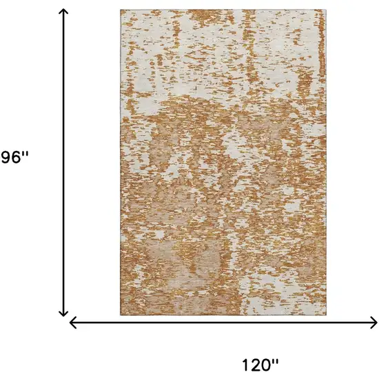 Copper And Ivory Abstract Washable Area Rug With UV Protection Photo 9