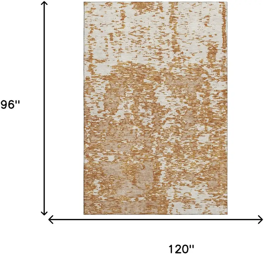Copper And Ivory Abstract Washable Area Rug With UV Protection Photo 9