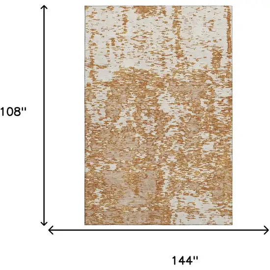Copper And Ivory Abstract Washable Area Rug With UV Protection Photo 8