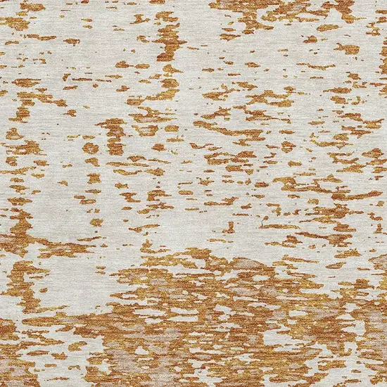 Copper And Ivory Abstract Washable Area Rug With UV Protection Photo 3
