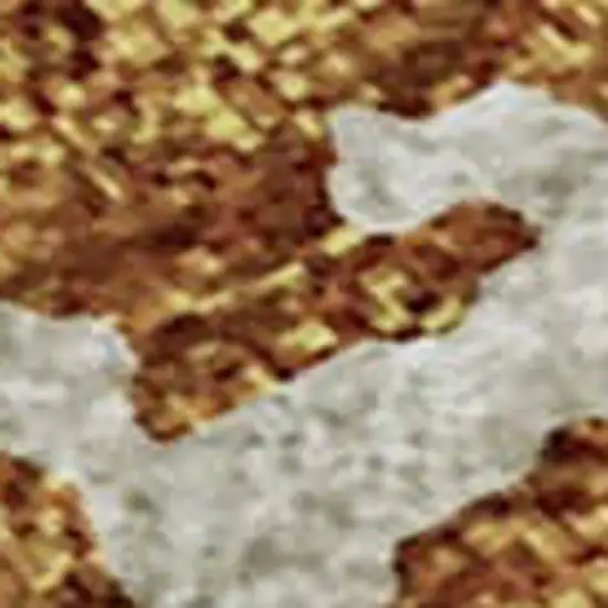 Copper And Ivory Abstract Washable Area Rug With UV Protection Photo 2