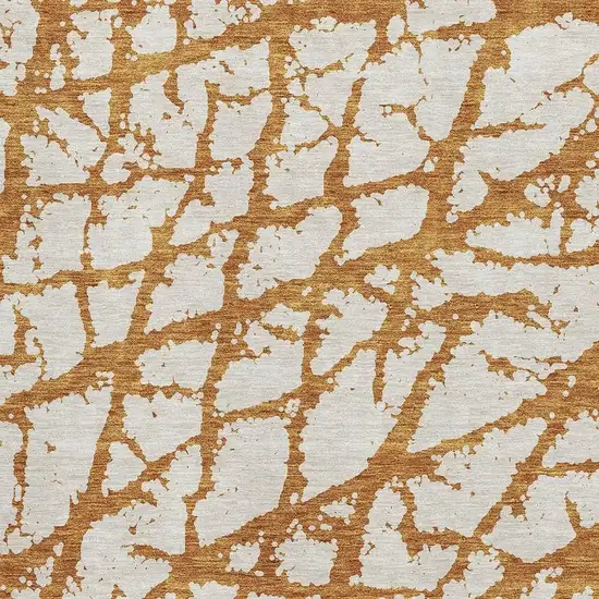 Copper And Ivory Abstract Washable Area Rug With UV Protection Photo 2