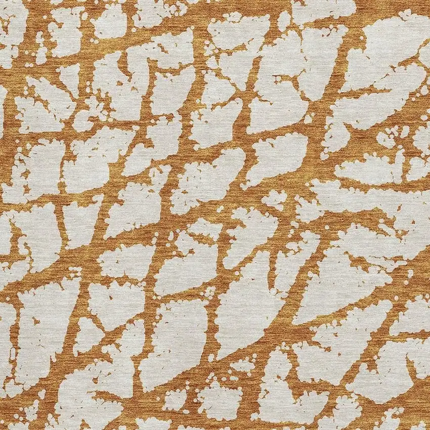 Copper And Ivory Abstract Washable Area Rug With UV Protection Photo 2