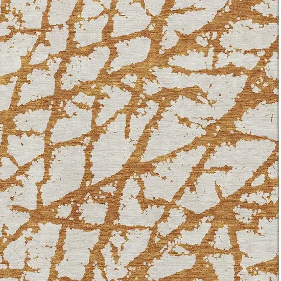Copper And Ivory Abstract Washable Area Rug With UV Protection Photo 2
