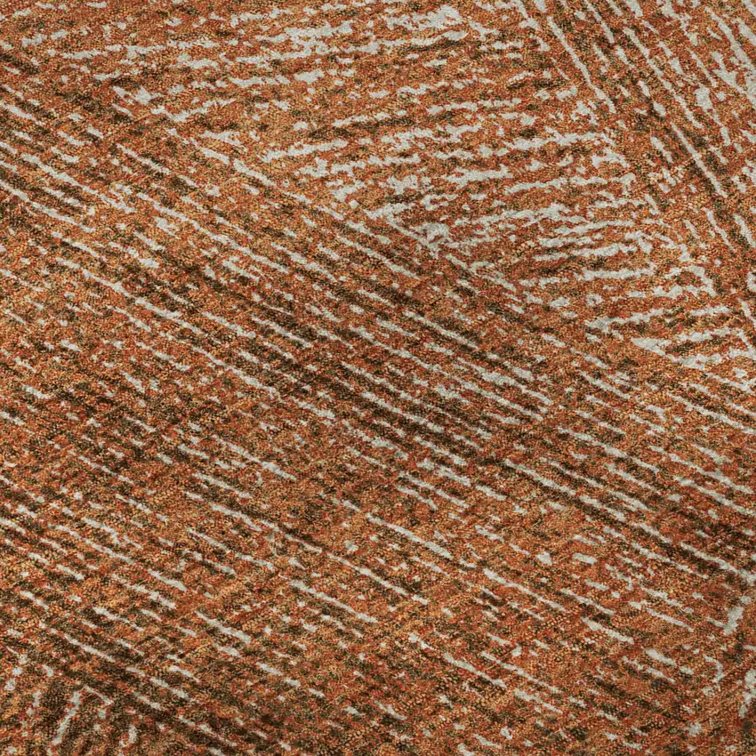 Copper And Ivory Abstract Washable Area Rug With UV Protection Photo 7