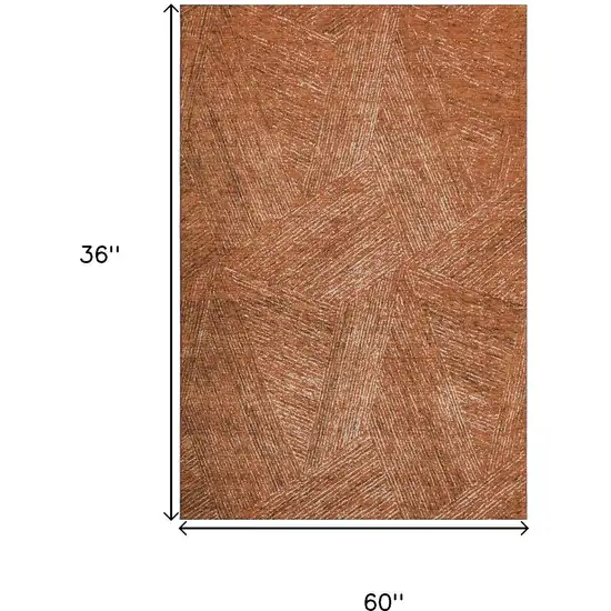 Copper And Ivory Abstract Washable Area Rug With UV Protection Photo 9