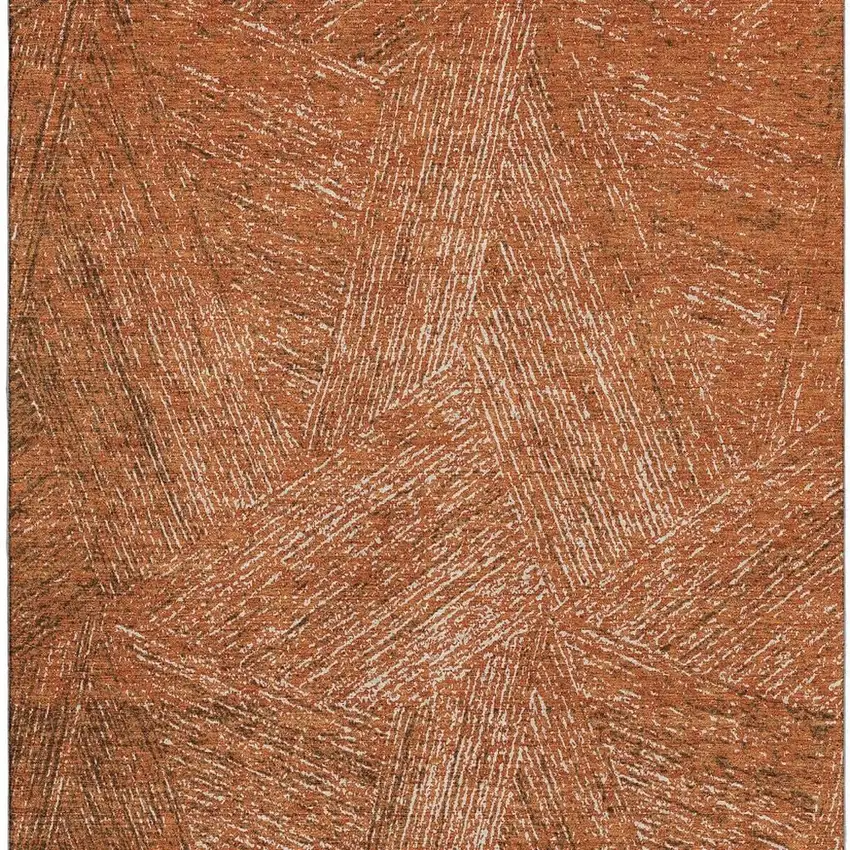 Copper And Ivory Abstract Washable Area Rug With UV Protection Photo 4
