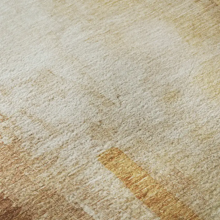 Copper And Ivory Abstract Washable Area Rug With UV Protection Photo 5