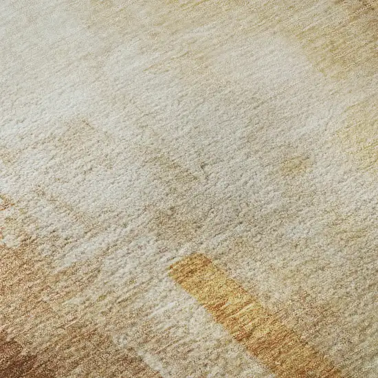 Copper And Ivory Abstract Washable Area Rug With UV Protection Photo 5