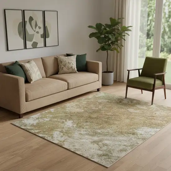 Copper And Ivory Abstract Washable Area Rug With UV Protection Photo 2