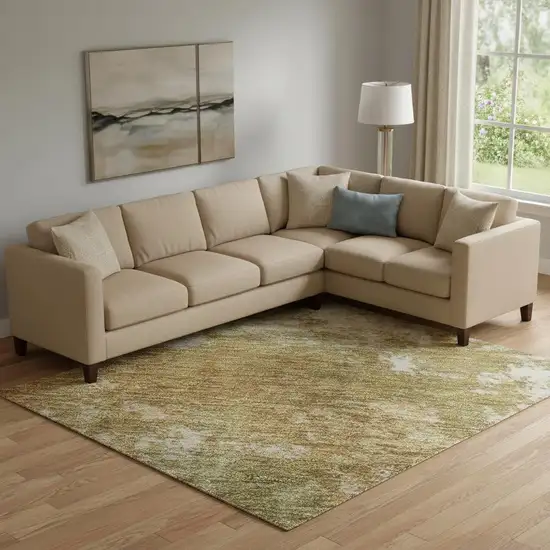 Copper And Ivory Abstract Washable Area Rug With UV Protection Photo 2