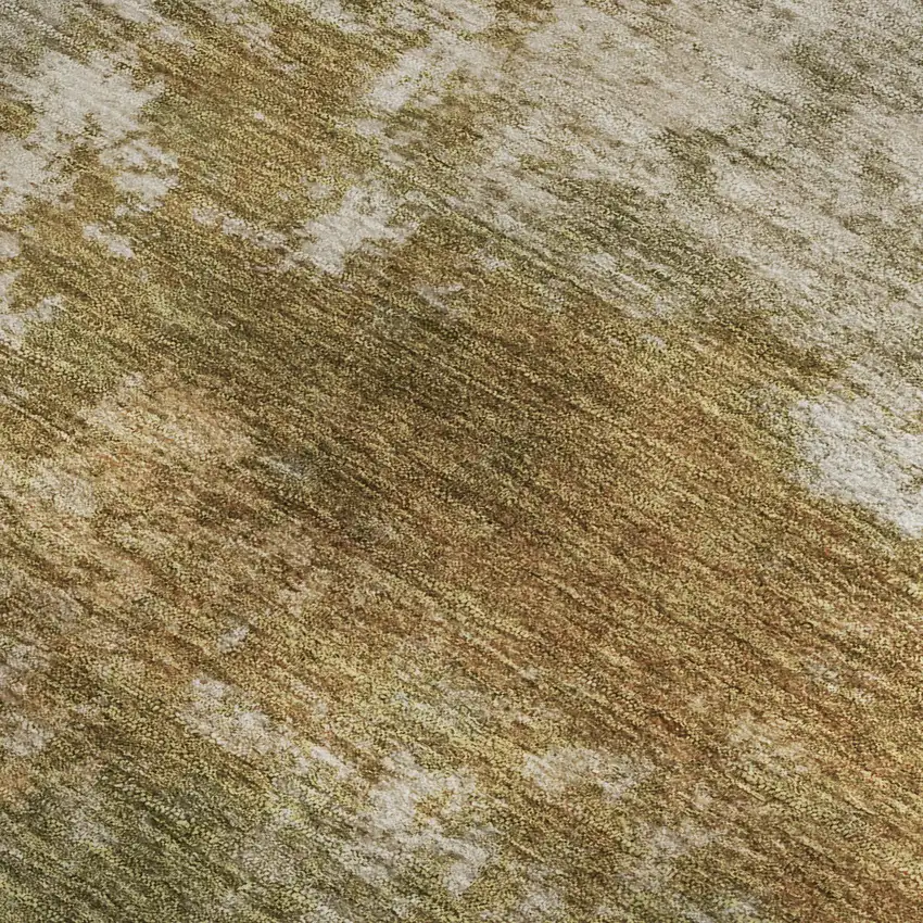 Copper And Ivory Abstract Washable Area Rug With UV Protection Photo 3