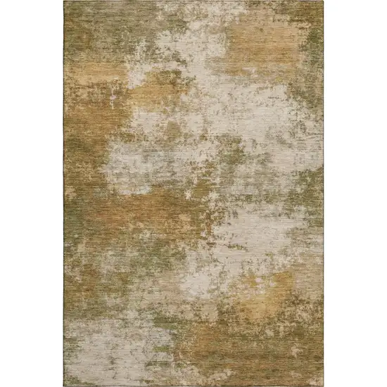 Copper And Ivory Abstract Washable Area Rug With UV Protection Photo 6