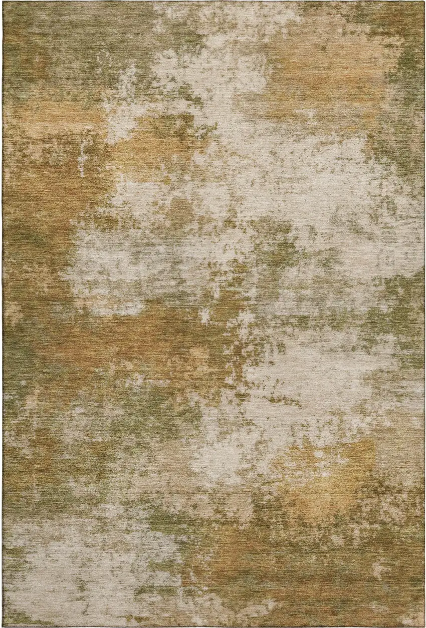 Copper And Ivory Abstract Washable Area Rug With UV Protection Photo 6