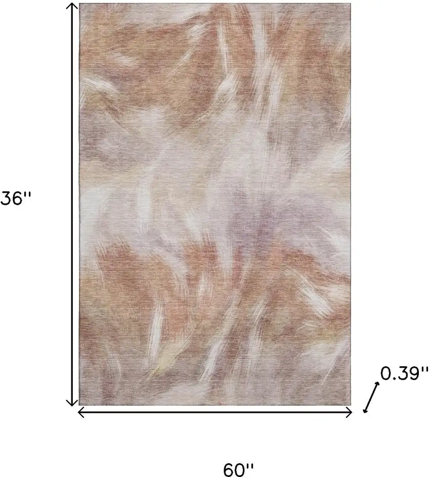 Copper And Ivory Abstract Washable Area Rug With UV Protection Photo 7