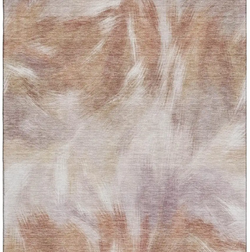 Copper And Ivory Abstract Washable Area Rug With UV Protection Photo 4