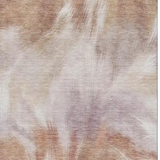 Copper And Ivory Abstract Washable Area Rug With UV Protection Photo 3