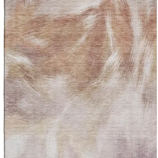 Copper And Ivory Abstract Washable Area Rug With UV Protection Photo 3