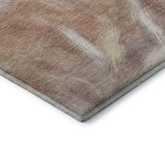 Copper And Ivory Abstract Washable Area Rug With UV Protection Photo 7