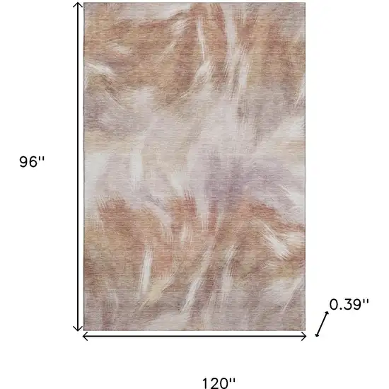 Copper And Ivory Abstract Washable Area Rug With UV Protection Photo 9