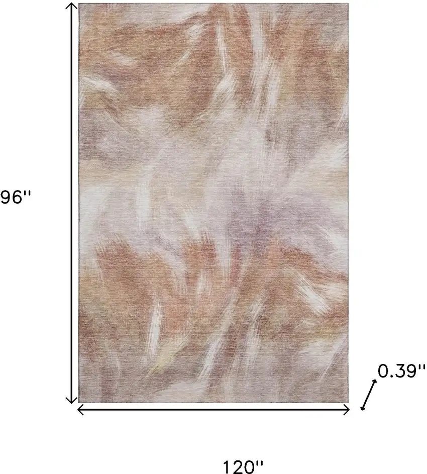 Copper And Ivory Abstract Washable Area Rug With UV Protection Photo 9