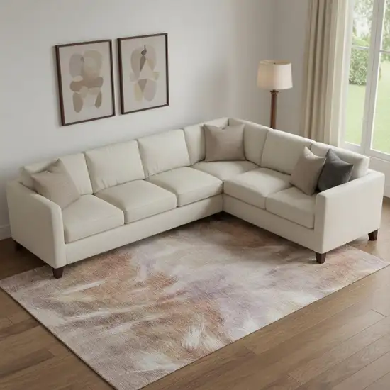 Copper And Ivory Abstract Washable Area Rug With UV Protection Photo 2