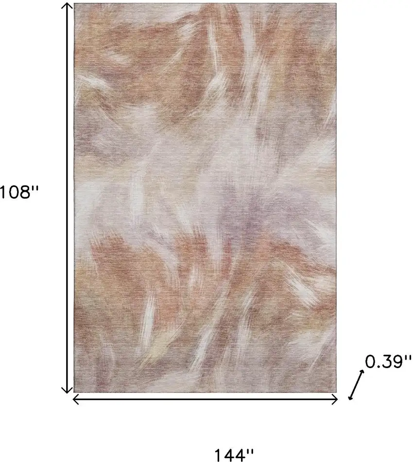 Copper And Ivory Abstract Washable Area Rug With UV Protection Photo 9