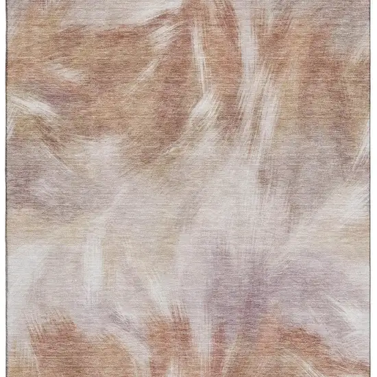 Copper And Ivory Abstract Washable Area Rug With UV Protection Photo 4