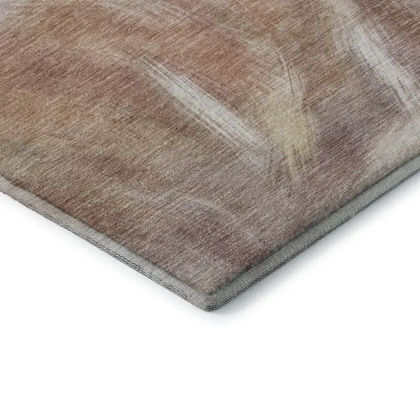 Copper And Ivory Abstract Washable Area Rug With UV Protection Photo 7