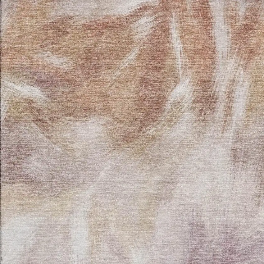 Copper And Ivory Abstract Washable Area Rug With UV Protection Photo 3