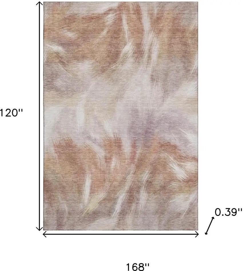 Copper And Ivory Abstract Washable Area Rug With UV Protection Photo 9