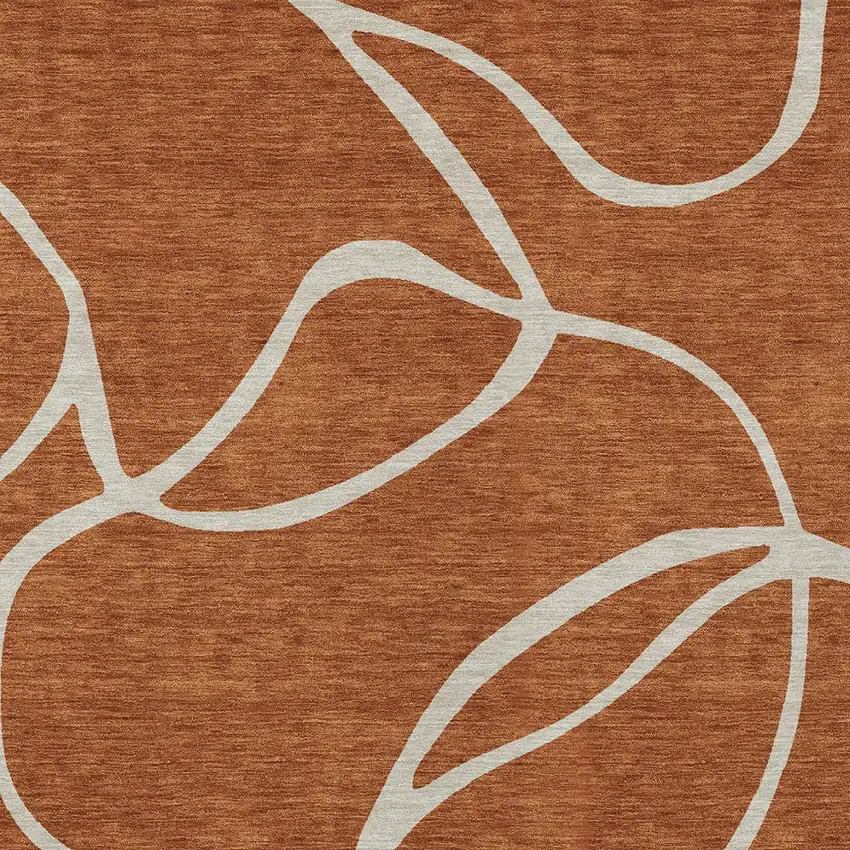 Copper And Ivory Abstract Washable Indoor Outdoor Area Rug Photo 5