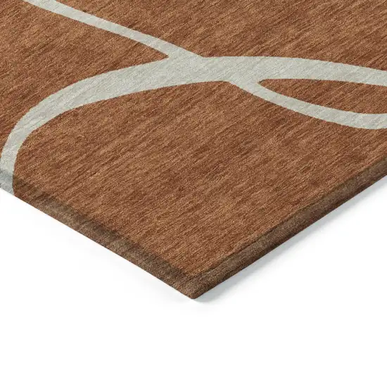 Copper And Ivory Abstract Washable Indoor Outdoor Area Rug Photo 4