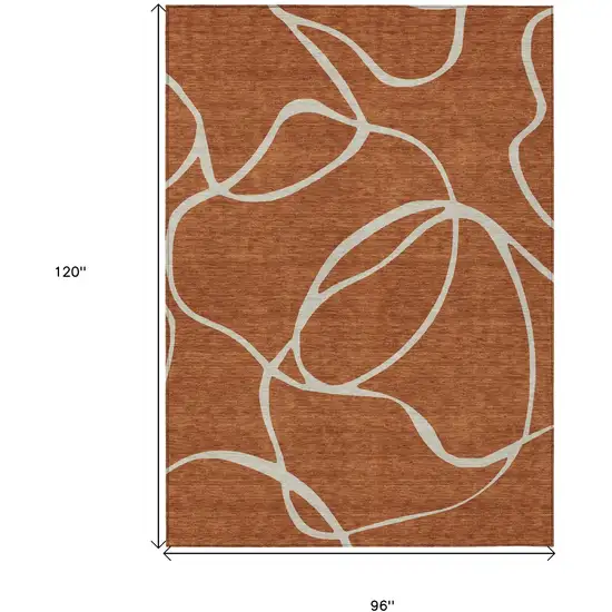 Copper And Ivory Abstract Washable Indoor Outdoor Area Rug Photo 3