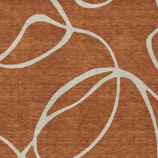 Copper And Ivory Abstract Washable Indoor Outdoor Area Rug Photo 5
